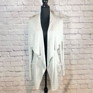 Athleta Women’s Studio Wrap Waterfall Cardigan Heather Gray XSmall Pockets